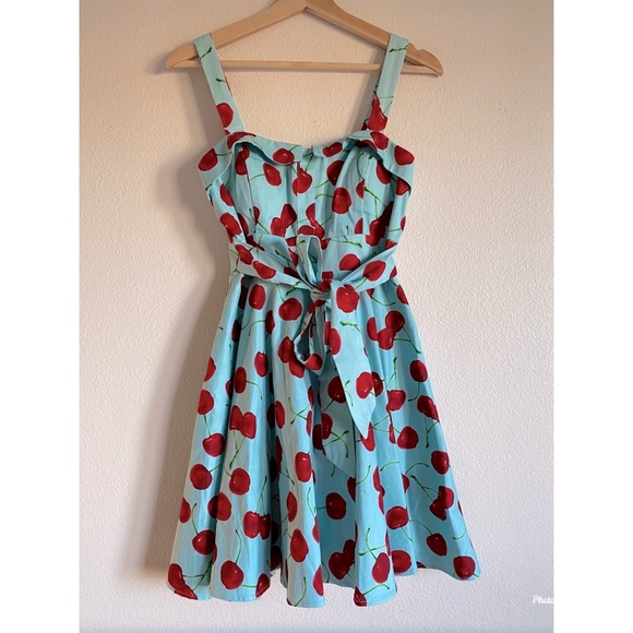 IXIA Dresses & Skirts - IXIA Turquoise Cherry Sleeveless Dress Sz M
